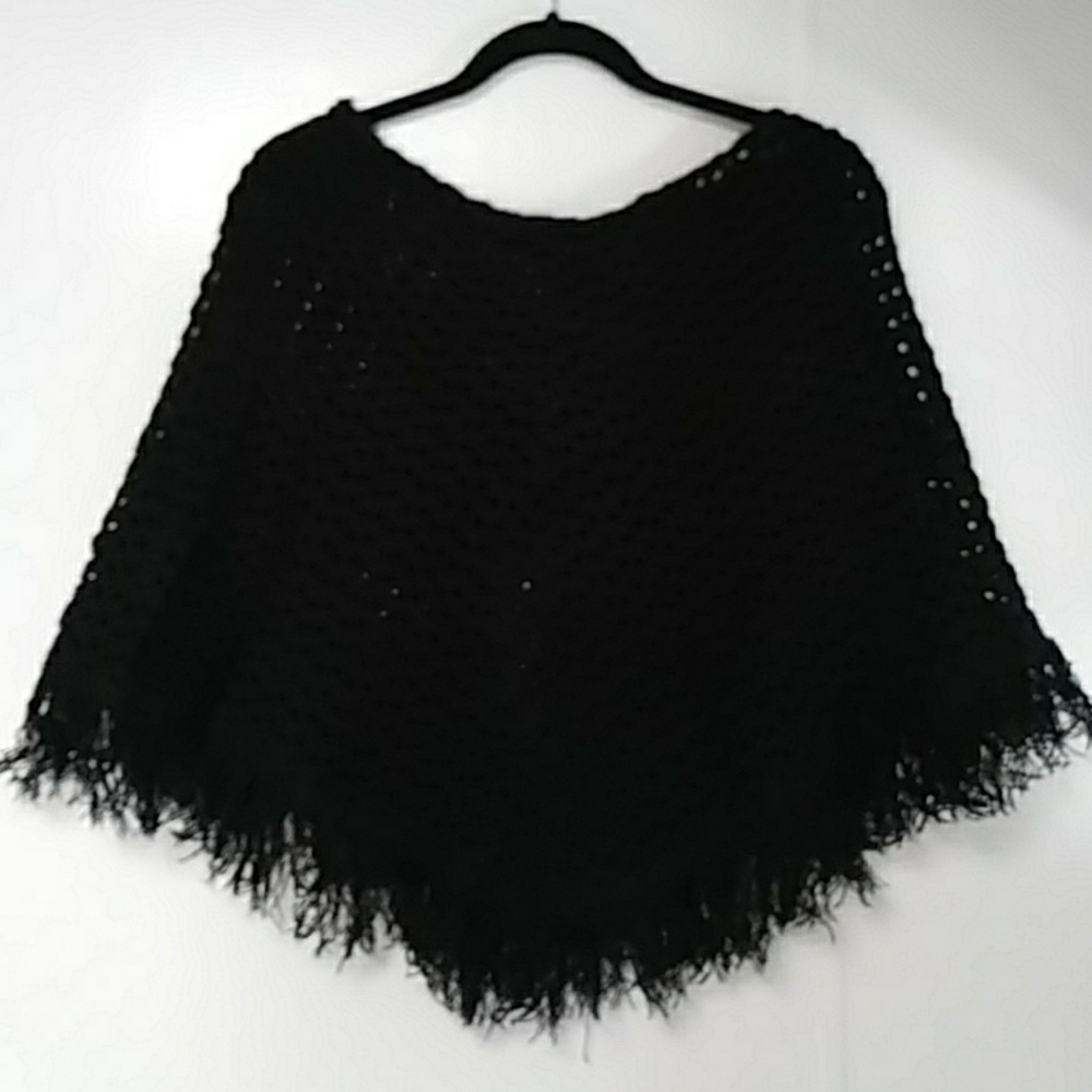 Fall Fringe Black Shawl